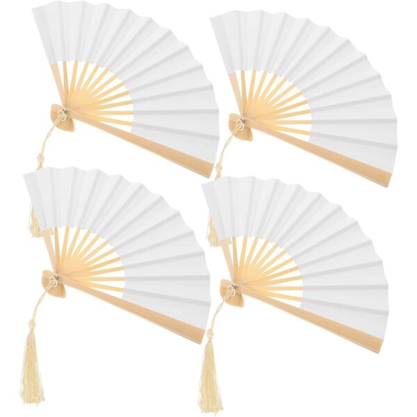 Set 4 Mini Ventagli di Carta Pieghevoli Portatili per Decorazioni e Bambole