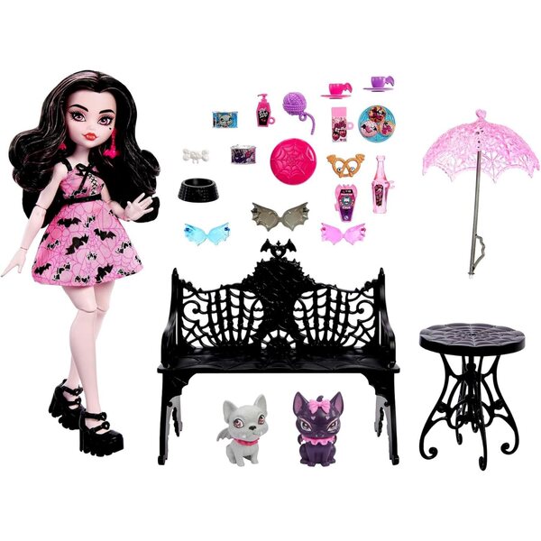 Monster High Draculaura Bite in the Park Puppe mit Spielset für Kinder