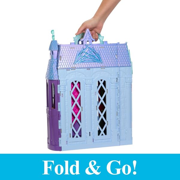 Mattel Disney Frozen Puppenhaus Arendelle Castle, tragbar, mit 3 Puppen und Zubehör