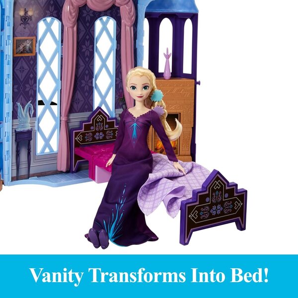 Mattel Disney Frozen Puppenhaus Arendelle Castle, tragbar, mit 3 Puppen und Zubehör
