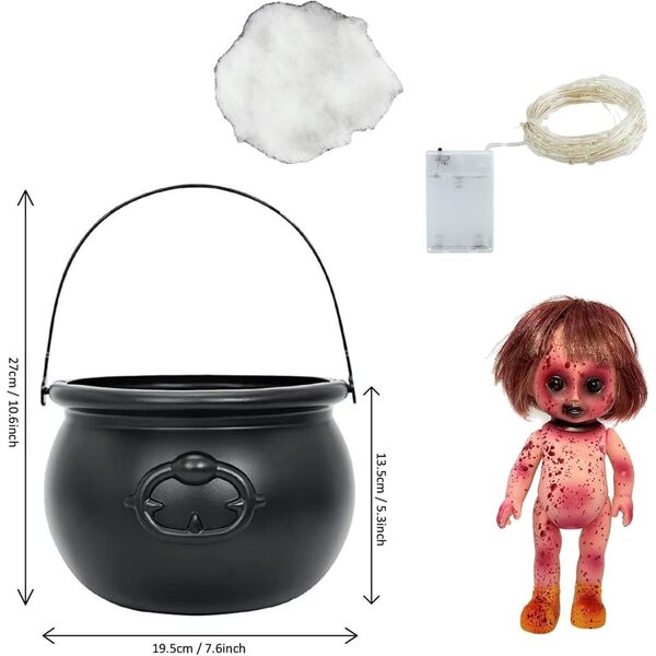 2026 Adorno de cristal para muñecas, decoración aterradora para el hogar, figura de plástico, accesorio de Halloween, accesorio de escritorio (B, talla única)