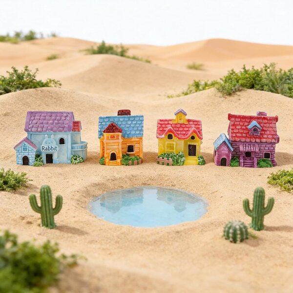 Toyvian Set mit 8 Miniaturhäusern aus Kunstharz für den Feengarten, langlebige Dekorationen