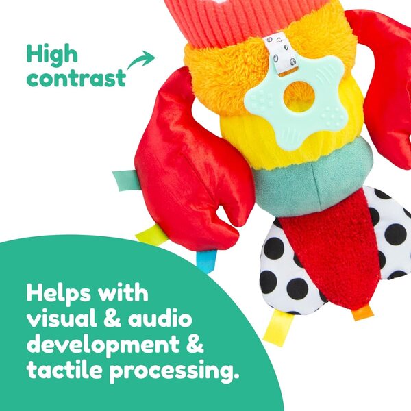 Lamaze Liam the Shrimp Sensorisch speelgoed met clip, zacht en multitextuur voor kinderen
