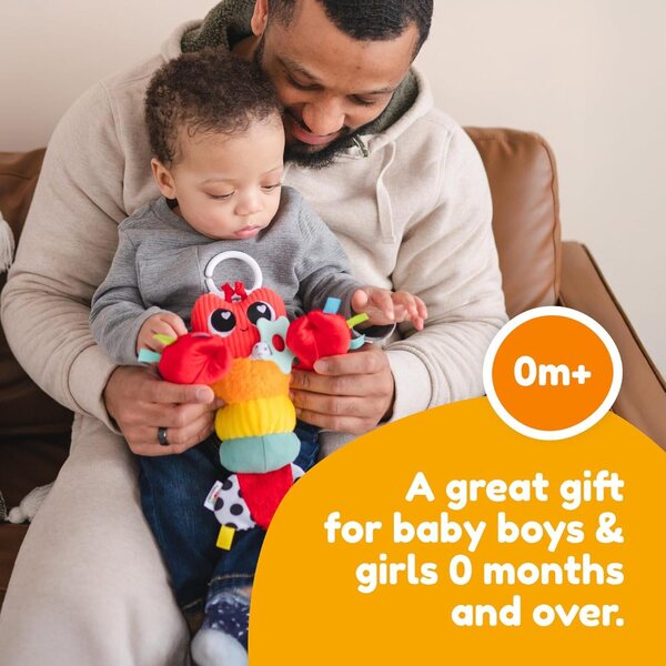 Lamaze Liam the Shrimp Sensorisch speelgoed met clip, zacht en multitextuur voor kinderen