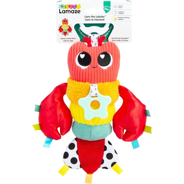 Lamaze Liam the Shrimp Sensorisch speelgoed met clip, zacht en multitextuur voor kinderen