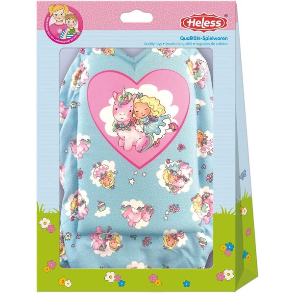 Porte-bébé Heless Licorne Emil et Fée Emma pour poupées, avec bretelles réglables.