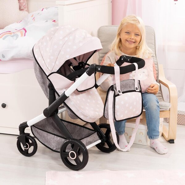Verstellbarer Puppenwagen Combi Xeo mit Tasche und umkehrbarem Griff