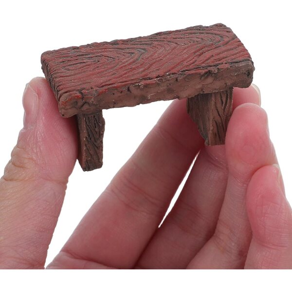 Toyvian 4 Piezas Banco en Miniatura de Resina Marrón Respaldo Retro para Decoración Versátil en Ventanas y Casas de Muñecas, Diseño Compacto y Elegante