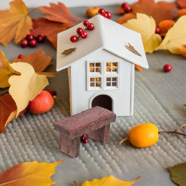 Toyvian 4 Piezas Banco en Miniatura de Resina Marrón Respaldo Retro para Decoración Versátil en Ventanas y Casas de Muñecas, Diseño Compacto y Elegante