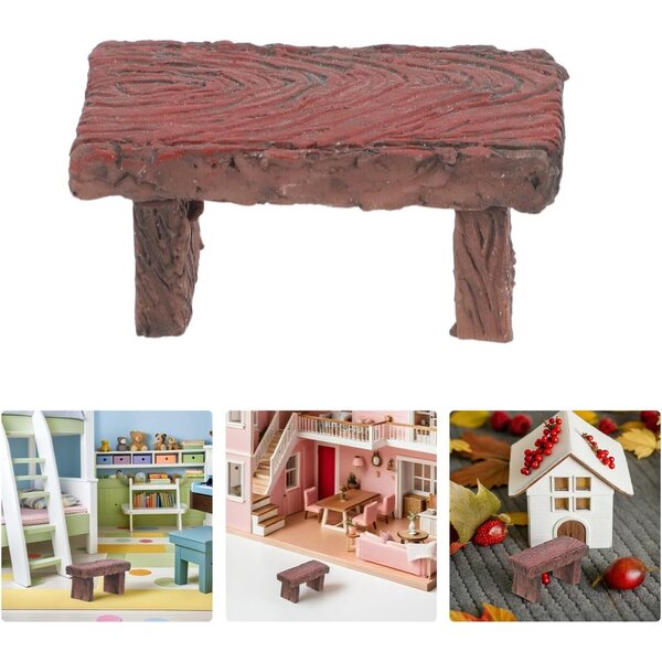 Toyvian 4 Piezas Banco en Miniatura de Resina Marrón Respaldo Retro para Decoración Versátil en Ventanas y Casas de Muñecas, Diseño Compacto y Elegante