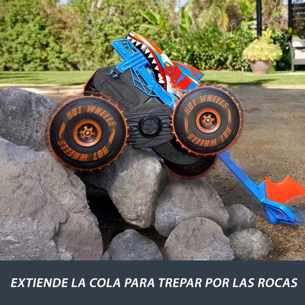 Hot Wheels Monster Truck Tiger Shark 3-in-1-Seilrutsche: Rennen, Klettern, Stunts