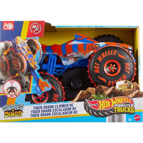 Hot Wheels Monster Truck Tiger Shark 3-in-1-Seilrutsche: Rennen, Klettern, Stunts