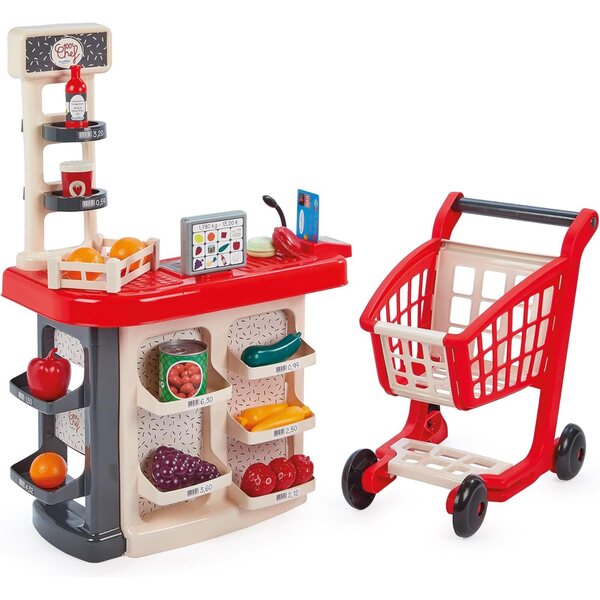 Ecoiffier 100 % Chef Toy Supermarket mit Trolley, TPV, Mikrofon und Zubehör