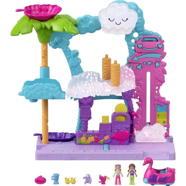 Polly Pocket Pollyville Flamingo lõbus autopesu – värvimuutusega autopesumäng