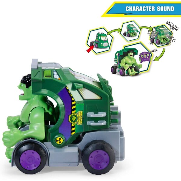 Rádiem řízené vozidlo Hulk Smash-Up 1:24 – Transformace a realistické zvuky Marvel