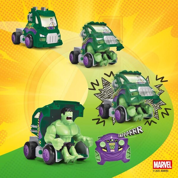 Rádiem řízené vozidlo Hulk Smash-Up 1:24 – Transformace a realistické zvuky Marvel