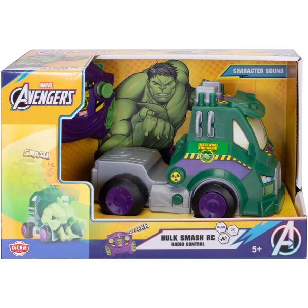 Rádiem řízené vozidlo Hulk Smash-Up 1:24 – Transformace a realistické zvuky Marvel