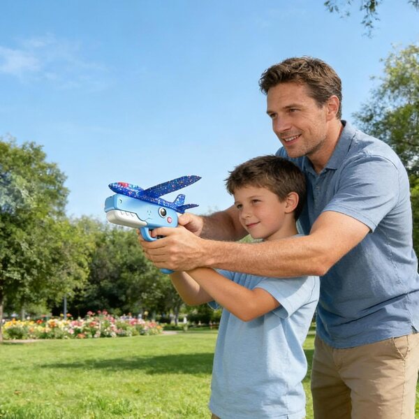 Dinosaurier-Schaumstoffflugzeug mit integrierten Lichtern – Outdoor-Spielzeug für Kinder