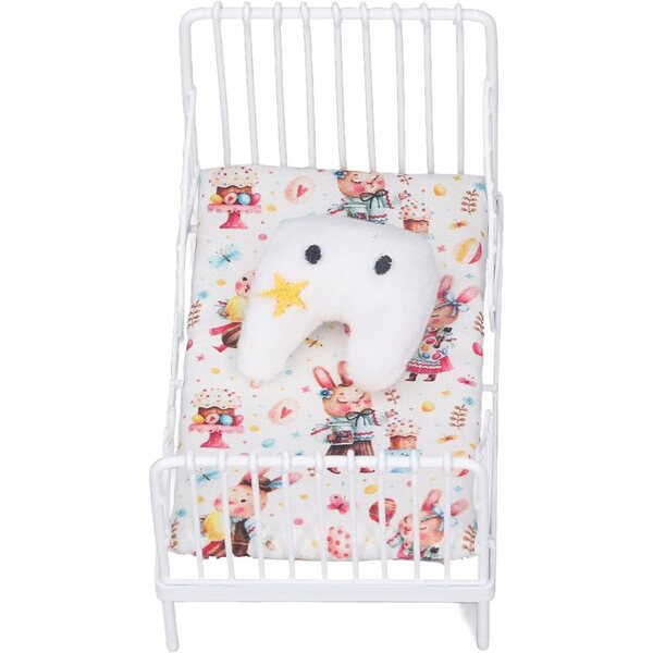 aqxreight Letto Miniatura Casa Bambole 1:12 con Motivo Floreale in Metallo e Stoffa