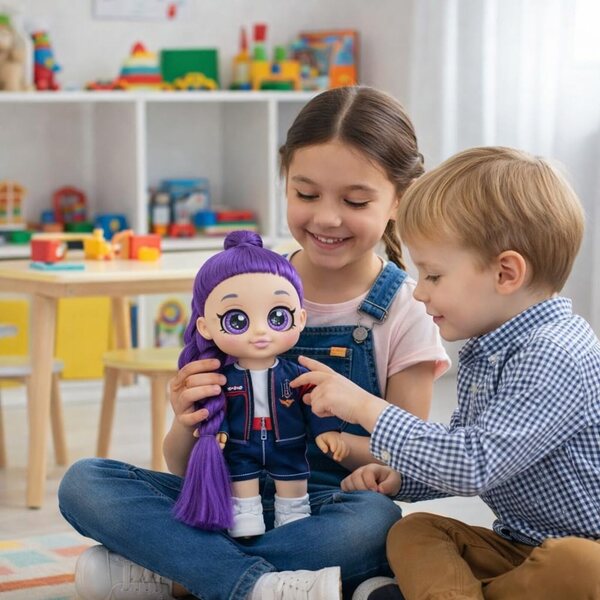 Poupée chanteuse de 26 cm avec yeux 5D et tigre bleu, cadeau idéal pour les filles et les collectionneurs