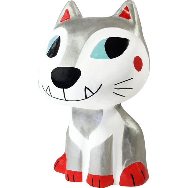 Décopatch-Cartoon-Wolf zum Dekorieren aus Pappmaché 12x13x20 cm - Kreativität und Heimwerken