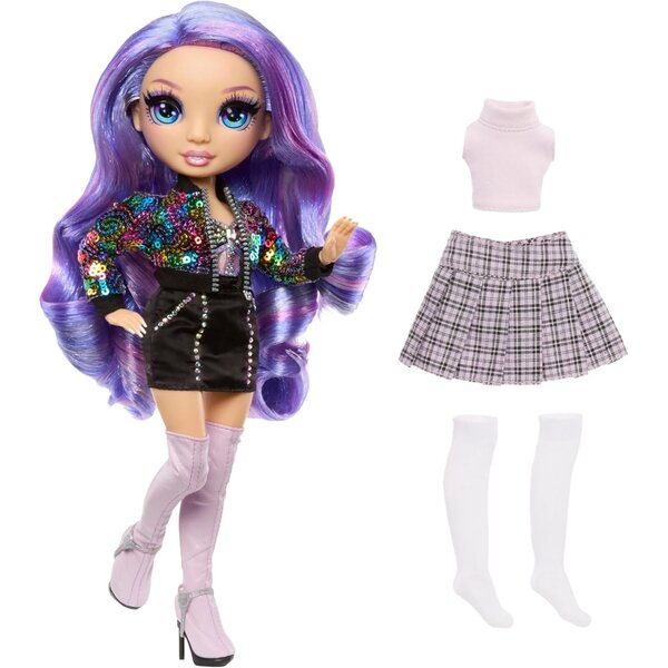 RAINBOW HIGH Style Icons Violett - 28 cm Poppe mat Outfit a Moud Accessoiren