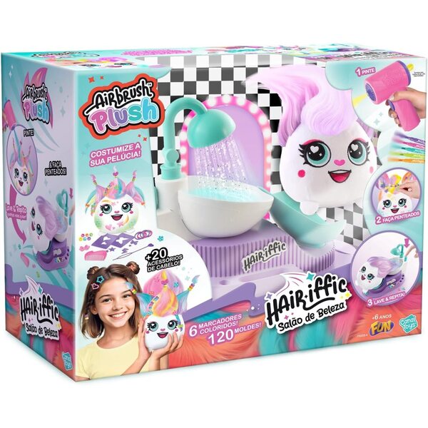Ensemble de salon de coiffure en peluche aérographe avec spray et accessoires pour enfants
