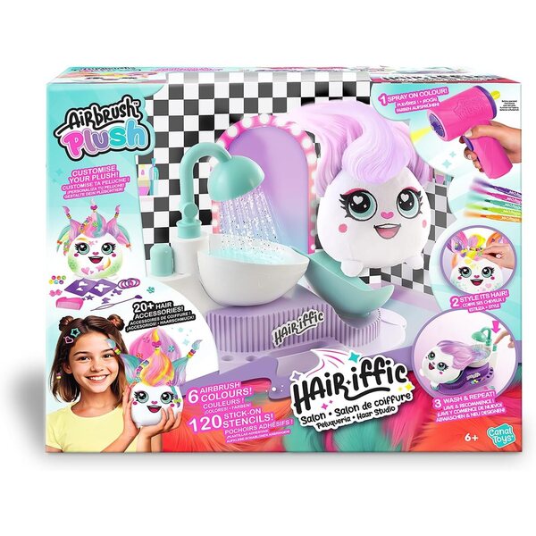 Ensemble de salon de coiffure en peluche aérographe avec spray et accessoires pour enfants