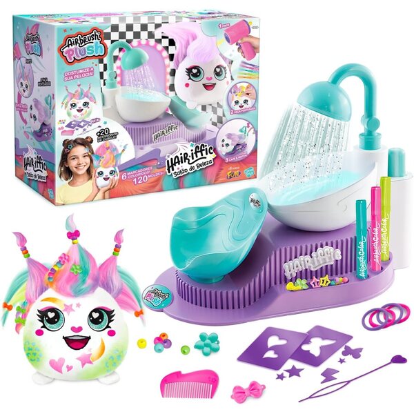 Ensemble de salon de coiffure en peluche aérographe avec spray et accessoires pour enfants