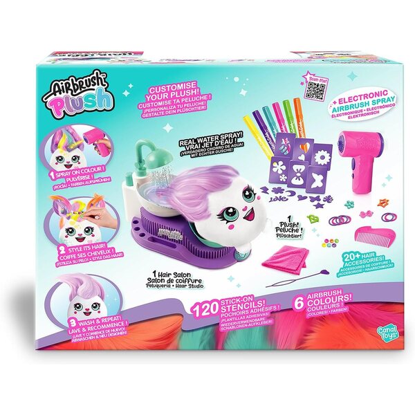 Ensemble de salon de coiffure en peluche aérographe avec spray et accessoires pour enfants