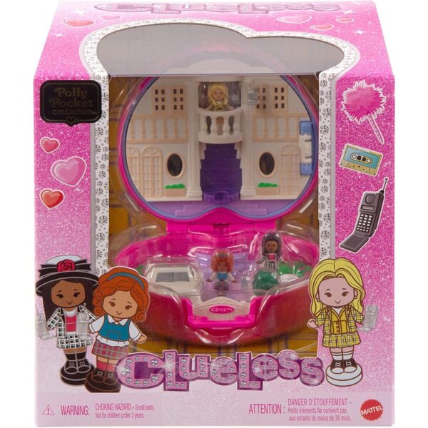 Polly Pocket x Clueless Estuche-verzamelaar met 3 minipoppetjes en 5 thematische accessoires