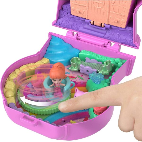 Polly Pocket Bubblegum Kitty koffer met pop, accessoires en glitters