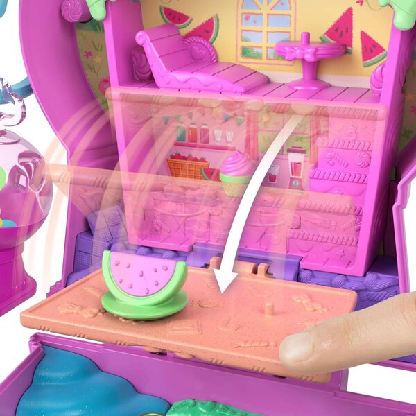 Polly Pocket Bubblegum Kitty koffer met pop, accessoires en glitters
