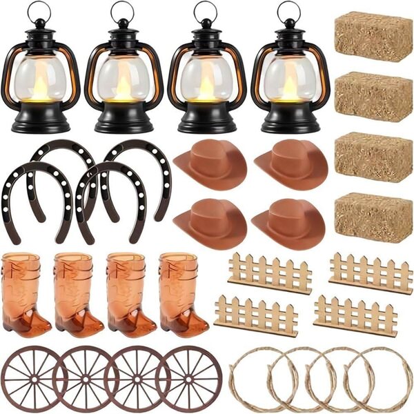 Western tafeldecoratie 32 mini-farolillo's en accessoires voor feesten en poppen