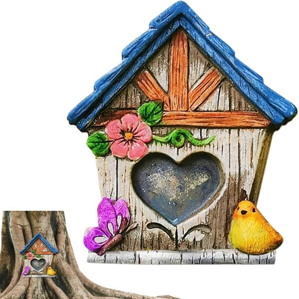 Miniatur-Gartentür aus Holz, märchenhafte Außendekoration, 10 x 8 cm