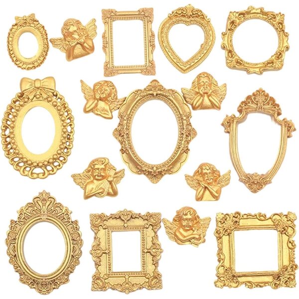 Marcos de Fotos pequeños - Accesorios Decorativos para Casas de Muñecas - Marcos Dorados - para Niños, Niñas, Adolescentes, Jóvenes, Hijos, Hijas, Sobrinos, Sobrinas, Familia, Amigos