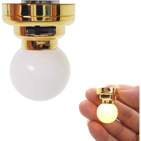 LED-lamp voor poppenhuis 1:12 met metalen voet en schakelaar op batterijen