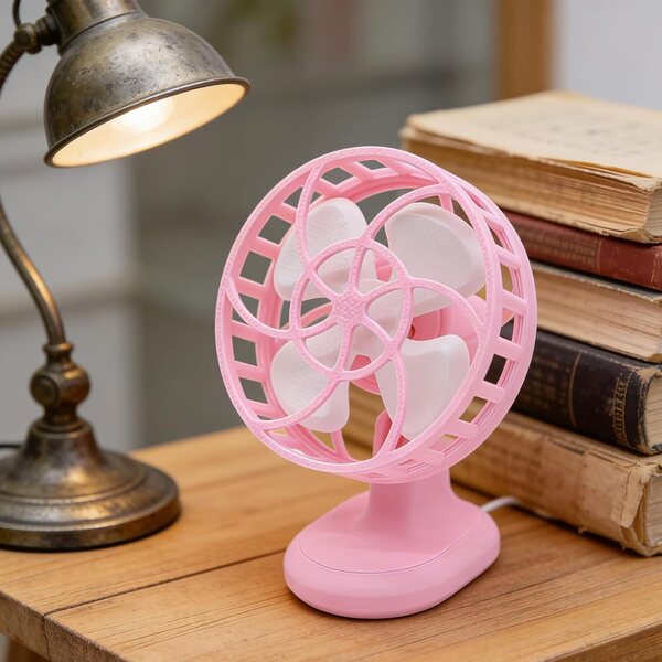 Miniatuur bureauventilator in retrostijl | Decoratief model voor poppenhuis