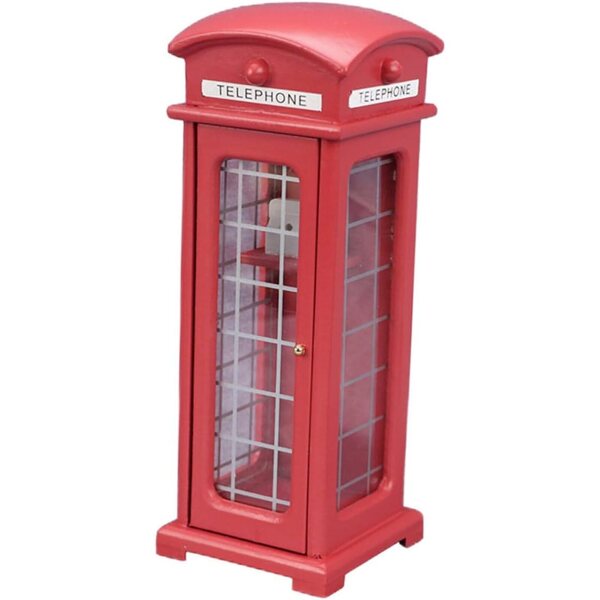 Hemobllo Mini MDF Telephone Booth, Realistic Vintage Decoration for Doll Houses