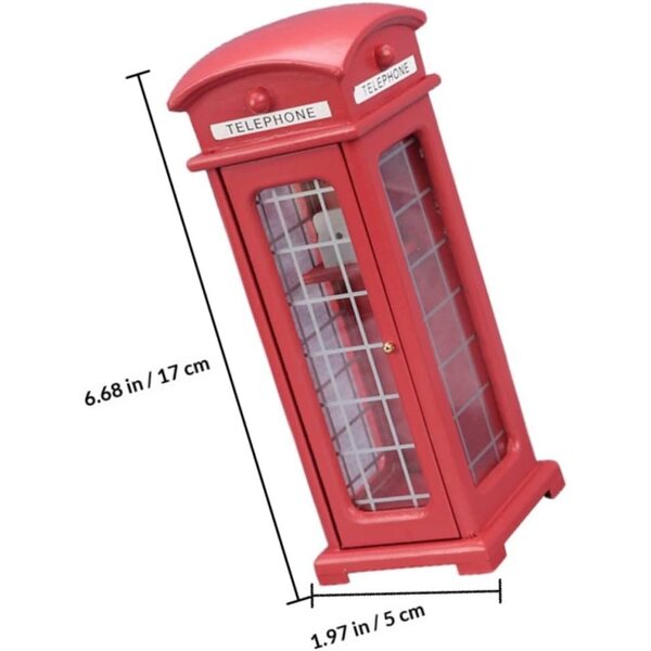 Telefónna búdka Hemobllo Mini MDF, realistická vintage dekorácia do domčekov pre bábiky