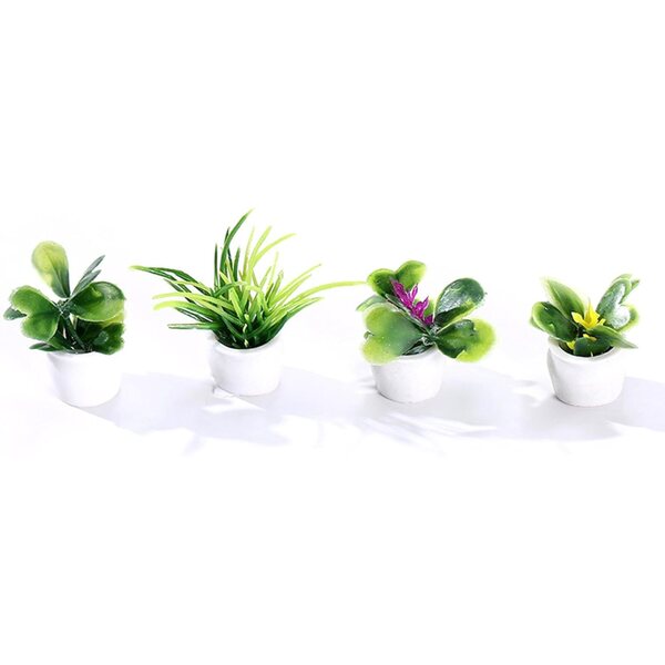 Set of 4 Mini Resin Plants for Dollhouses, Realistic and Long-Lasting Decoration