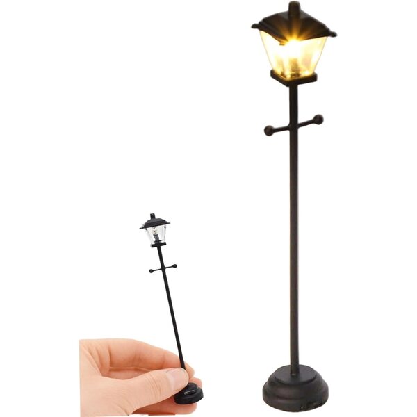 Podna lampa za kuću za lutke 1:12 s baterijom i prekidačem, crna