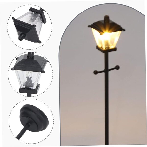 Stehlampe für Puppenhaus 1:12 mit Batterie und Schalter, Schwarz