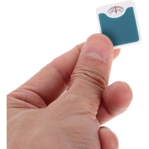 Hemobllo Mini-Digitalwaage für Puppenhäuser, 2 Stück aus blauem und rosafarbenem Metall
