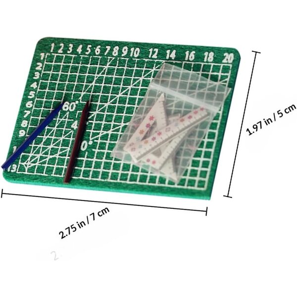 Hemobllo Set vu 5 Schneid Alfombrillen mat Lineal Miniatur EVA fir Heem 1:12 an 1:6