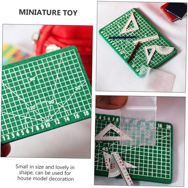 Hemobllo Set vu 5 Schneid Alfombrillen mat Lineal Miniatur EVA fir Heem 1:12 an 1:6