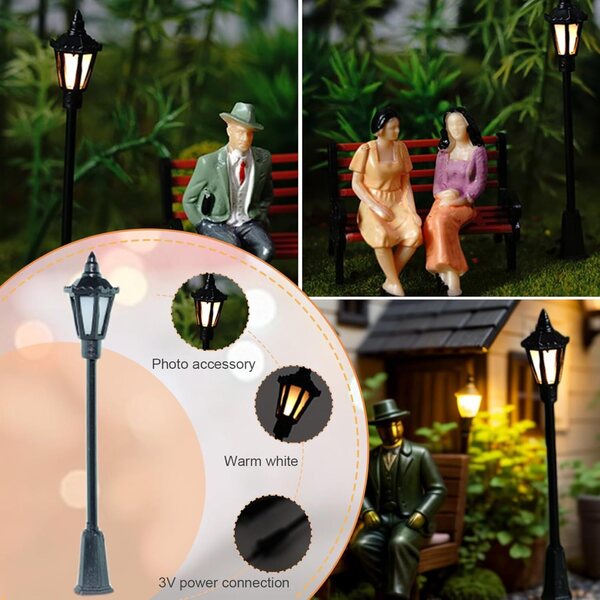 10pcs 6.8cm Mini Warm Light Street Luuchten fir Model Building 3V
