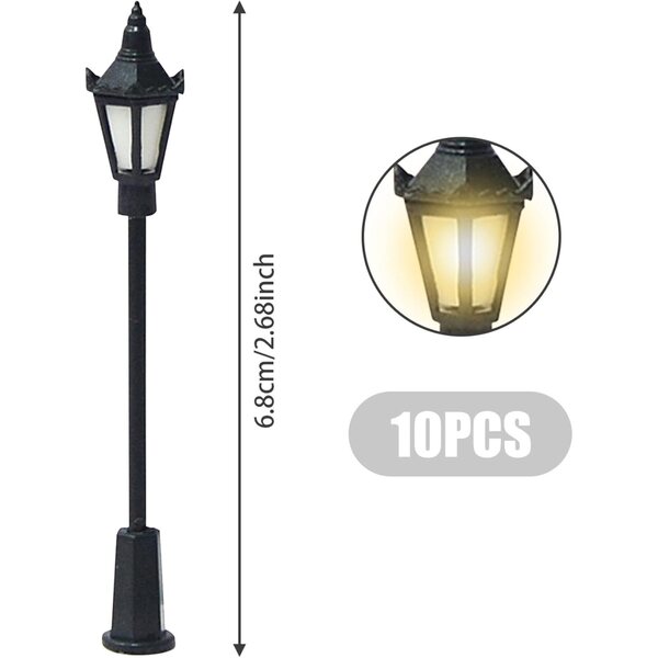 10pcs 6.8cm Mini Warm Light Street Luuchten fir Model Building 3V