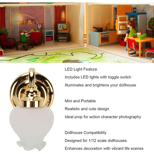 LED-Wandlampe für Puppenhaus 1:12 – realistische Miniatur für Wohnzimmer und Flur