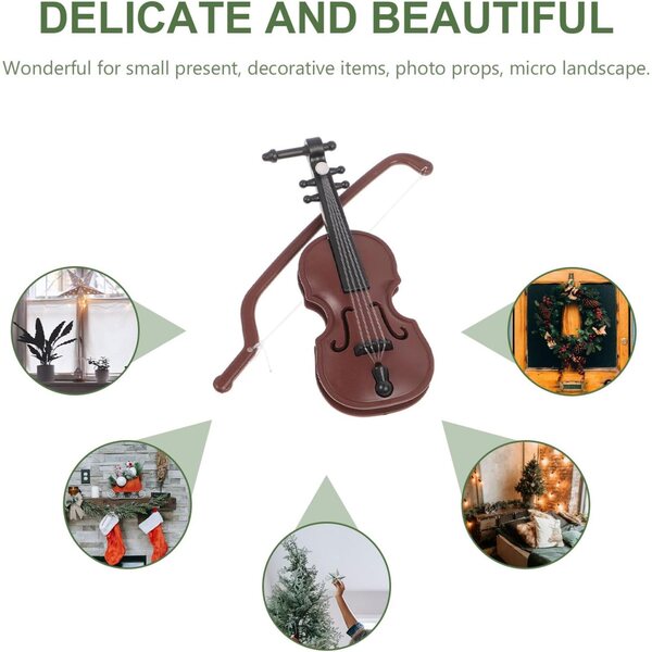 20 dekorative Mini-Geigen mit Holzstruktur für Weihnachtsdekorationen und Bastelarbeiten
